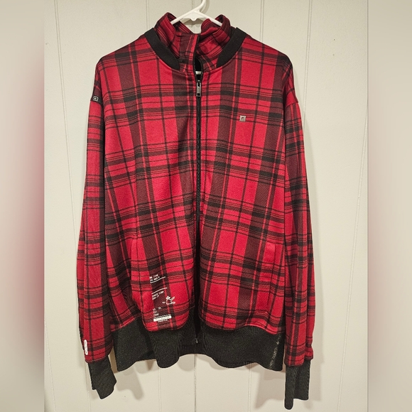 ROCAWEAR Y2K HIP HOP Red Plaid Full Zip Jacket Embroidered Streetwear Size XL - Picture 1 of 8